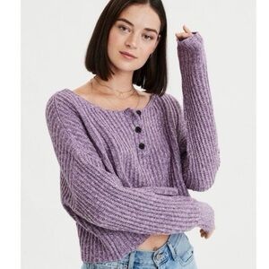 American Eagle Purple Cropped Sweater
